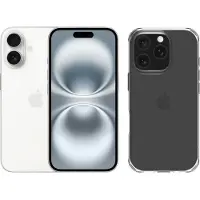 Apple iPhone 16 128 Go Blanc + BlueBuilt Protective Back Cover Transparent