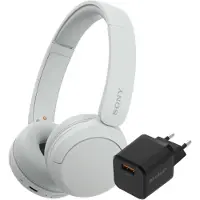 Sony WH-CH520 Blanc + BlueBuilt Quick Charge Chargeur avec Port USB-A 18 W Noir