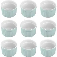 Intirilife Ensemble De 6 Moules À Soufflé En Porcelaine Bleu Clair De Taille 7.8 X 4.6 Cm - Pour Préparer Un Dessert, Des Portions De Fruits Ou De L'obst, Des Muffins, Des Cupcakes Ou Une Tarte