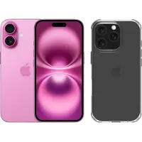 Apple iPhone 16 128 Go Rose + BlueBuilt Protective Back Cover Transparent