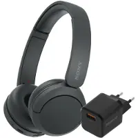 Sony WH-CH520 Noir + BlueBuilt Quick Charge Chargeur avec Port USB-A 18 W Noir