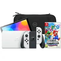 Nintendo Switch OLED Blanc + Super Mario Bros. Wonder + BlueBuilt Housse de Protection