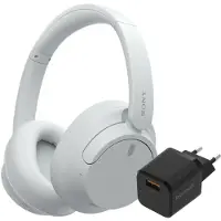 Sony WH-CH720N Blanc + BlueBuilt Quick Charge Chargeur avec Port USB-A 18 W Noir
