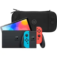 Nintendo Switch OLED Bleu/Rouge + BlueBuilt Housse de Protection