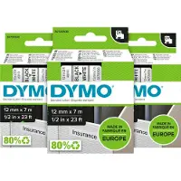 Dymo D1 12 mm x 7 m Noir Blanc Étiquettes Lot de 3