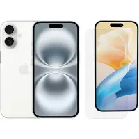 Apple iPhone 16 128 Go Blanc + BlueBuilt Protège-écran Verre
