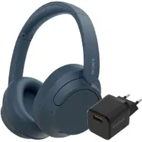 Sony WH-CH720N Bleu + BlueBuilt Quick Charge Chargeur avec Port USB-A 18 W Noir