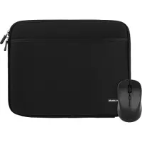 BlueBuilt Housse pour Ordinateurs Portables Largeur 33 cm 14 Pouces M Noir + Nexum Souris Sans Fil