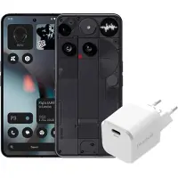 Nothing Tech Nothing Phone (3) 256 Go Noir 5G + BlueBuilt Chargeur avec Port USB-C 45 W Blanc