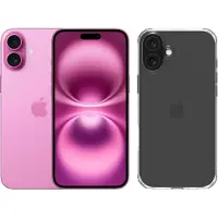 Apple iPhone 16 Plus 128 Go Rose + BlueBuilt Protective Back Cover Transparent