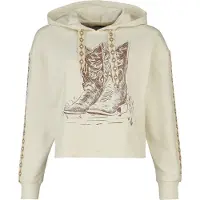 Pussy deluxe Sweat-shirt à capuche Rockabilly de - Wild West Boots - Sweat à Capuche Court - S - XXL - pour Femme - blanc cassé - Taille XXL