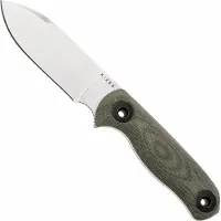 Kizer Cutlery Drop Bear Fix 3, 1101A2, Satin Sandvik 14C28N, Green Micarta, couteau de bushcraft, Azo design