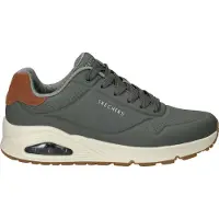 SKECHERS Baskets basses 'Uno - Suited On Air' cognac / vert foncé