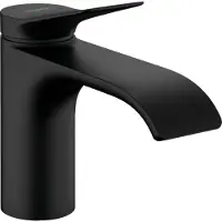 Hansgrohe Robinet à levier unique pour lavabo Vivenis, modèle 80, avec système de vidange à tiroir et bonde, finition noir mat