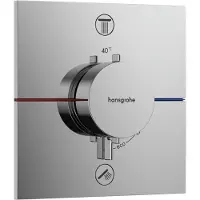 Hansgrohe robinet thermostatique encastré ShowerSelect Comfort E pour deux points de sortie, avec combinaison de sécurité intégrée conforme à la norme EN1717, finition chrome