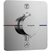 Hansgrohe ShowerSelect Comfort Q thermostat, encastré, 2 consommateurs, rosace Soft Edge, avec combiné de sécurité, 15586000
