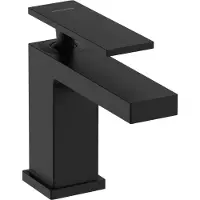 Hansgrohe robinet de lavabo Tecturis E, modèle sur pied, 80 cm, avec levier, pour eau froide ou eau pré-mélangée, sans bonde, finition noir mat