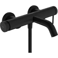 Hansgrohe Robinet de baignoire à levier unique Tecturis S, finition mate noire, à fixer au mur