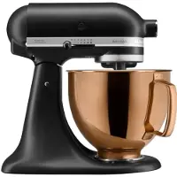 KitchenAid Artisan Robot de Cuisine 5KSM125EBM Noir Mat + Bol Mélangeur Design Cuivre