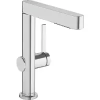 Hansgrohe Mitigeur de lavabo monocommande Finoris 230 avec douchette extractible, 2 jets et système de bonde à ouverture par simple pression, finition chrome