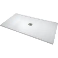 Linie Lido receveur de douche 160 x 90 cm marbre composite blanc mat texture ardoise