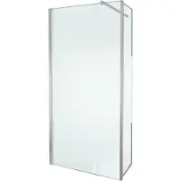 Balmani Move douche à l'italienne avec panneau latéral pivotant 100 x 200 cm verre transparent avec bande mate, avec coating, profil chrome brillant