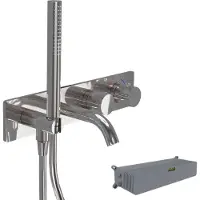 Blaufoss Round robinet baignoire thermostatique encastré avec douchette chrome brillant incl élément intégré