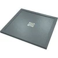 Linie Lido receveur de douche 80 x 80 cm marbre composite gris foncé texture ardoise