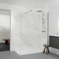 Balmani Modular paroi de douche Verre transparent arrondi 156 x 200 cm, avec coating