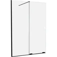 Balmani Move Slide douche à l'italienne avec panneau coulissant 140 x 200 cm verre transparant, avec coating, profil noir mat