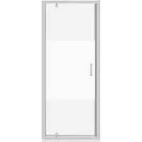 Luca Varess Vidor porte pivotante 80 x 190 cm verre transparent avec bande matte profil chrome brillant