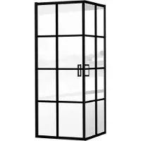 Luca Varess Vidor paroi de douche avec accès d'angle avec 2 portes coulissantes 80 x 80 cm verre Square profil noir mat