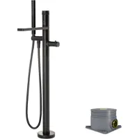 Blaufoss Sonic robinet baignoire thermostatique îlot avec douchette noir mat