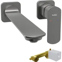 Blaufoss Bodan robinet de lavabo à encastrer Brushed GunMetal incl élément intégré