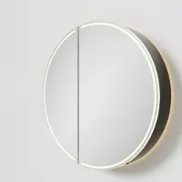 Balmani Mara armoire de toilette Rond lumineux et anti-buée Ø 80 cm Noir Mat