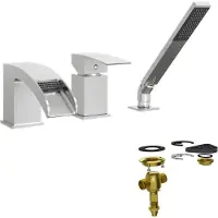 Blaufoss Rucella robinet baignoire sur gorge 3 trous avec douchette chrome brillant