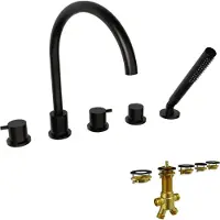 Blaufoss Round robinet baigNoire sur gorge 5 trous avec douchette Noir Mat