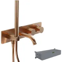 Blaufoss Round robinet baignoire thermostatique encastré avec douchette Brushed Rosegold incl élément intégré