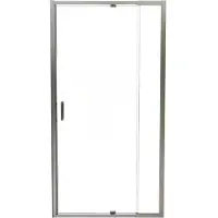 Luca Varess Vidor Telescope porte pivotante 100 cm x 190 cm verre transparent chrome profil brillant