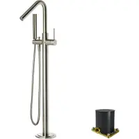 Blaufoss Round robinet baignoire îlot avec douchette Brushed CoolMetal