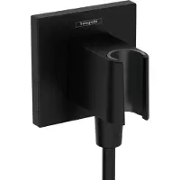 Hansgrohe FixFit Porter Square Support mural douchette avec coude de raccordement 1/2" noir mat
