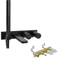 Blaufoss Sonic robinet baignoire encastré avec douchette noir mat incl élément intégré