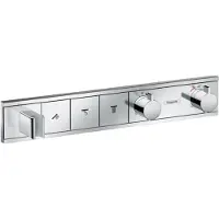 Hansgrohe robinet thermostatique encastré RainSelect pour 3 points de puisage, avec support de pommeau de douche intégré, finition chrome