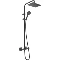 Hansgrohe Showerpipe 230 1jet Vernis Shape noir mat avec thermostat de douche, 1 pièce.