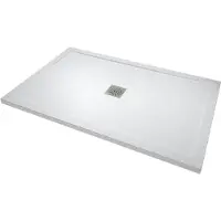 Linie Lido receveur de douche 140 x 90 cm marbre composite blanc mat texture ardoise
