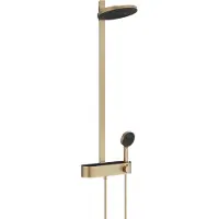 Hansgrohe Colonne de douche Pulsify S 260, 2 jets, EcoSmart, avec tablette de douche ShowerTablet Select 400, finition bronze brossé