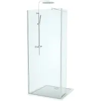Linie Twist douche à l'italienne avec panneau latéral pivotant 90 x 200 cm verre transparent profil chrome brillant