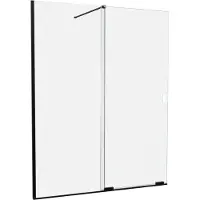 Balmani Move Slide douche à l'italienne avec panneau coulissant 160 x 200 cm verre transparant, avec coating, profil noir mat