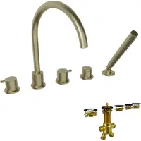 Blaufoss Round 5 trous Robinet de baignoire sur gorge brushed champagne gold set douchette incl.