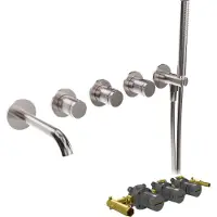 Blaufoss Pavilion Robinet de baignoire encastré Brushed Coolmetal set douchette incl. incl élément intégré